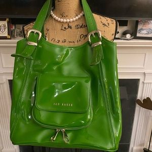 Ted Baker Green Faux Patent Leather Shoulder Bag